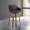 Armen Living Alec 30" Bar Height Swivel Brown Faux Leather and Walnut Wood Bar Stool LCAEBAWABR30 - alternate 2
